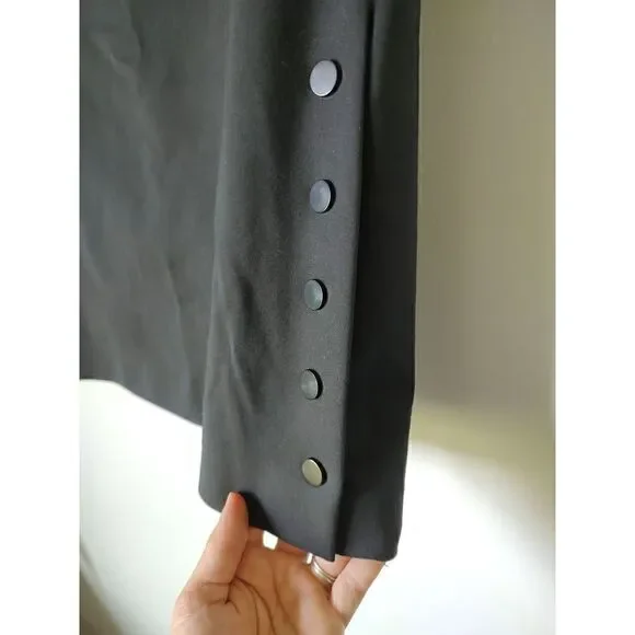 Calvin Klein Women's Size 10 Black Pencil Skirt Back Zipper 5 Snap Side Slit - Picture 4 of 8